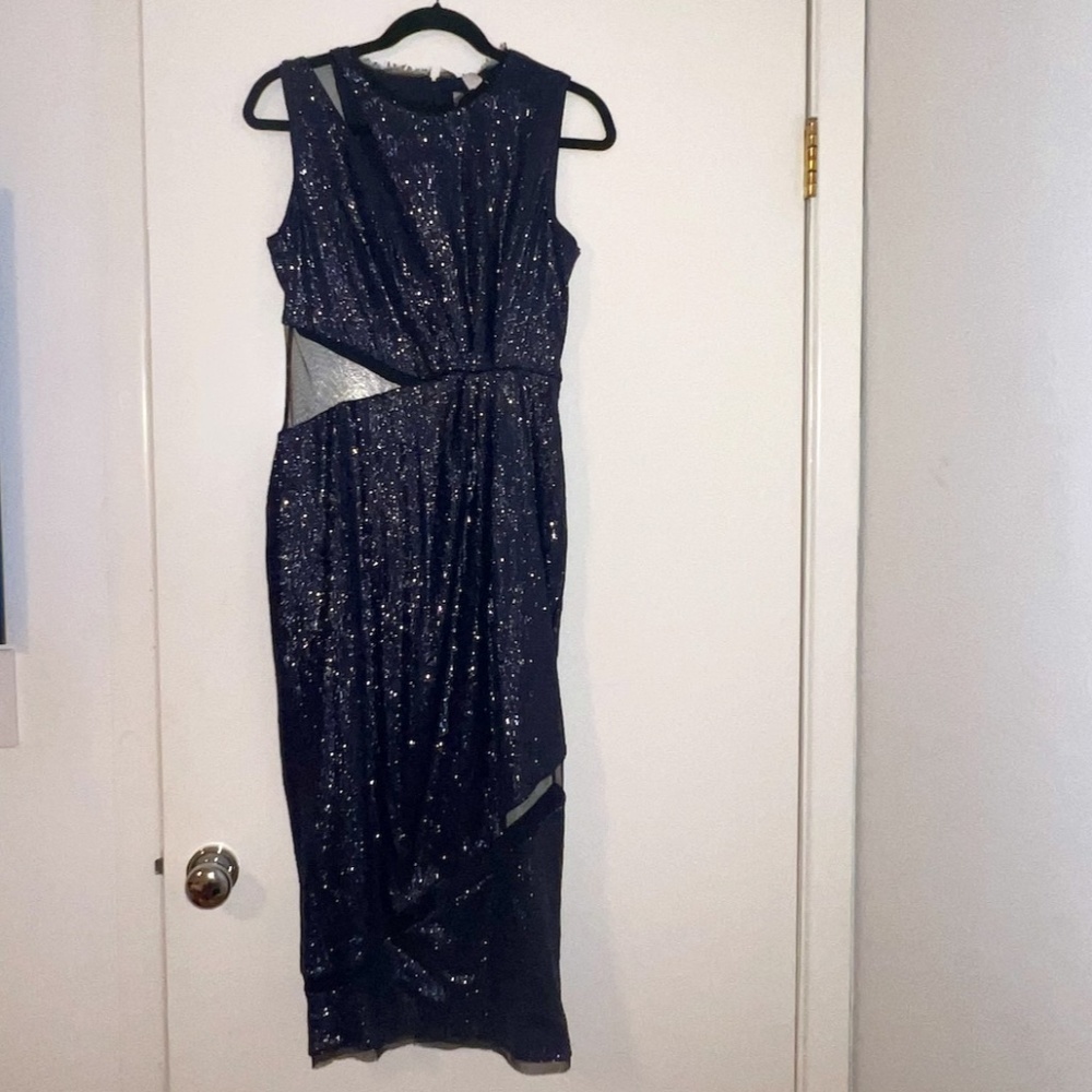 NWT RACHEL ZOE LORRAINE MIDI DRESS, SIZE 8, SLATE BLUE
